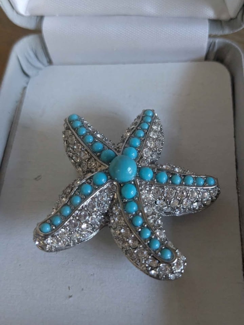 Turquoise Starfish Crystal Brooch - Women Jewelry